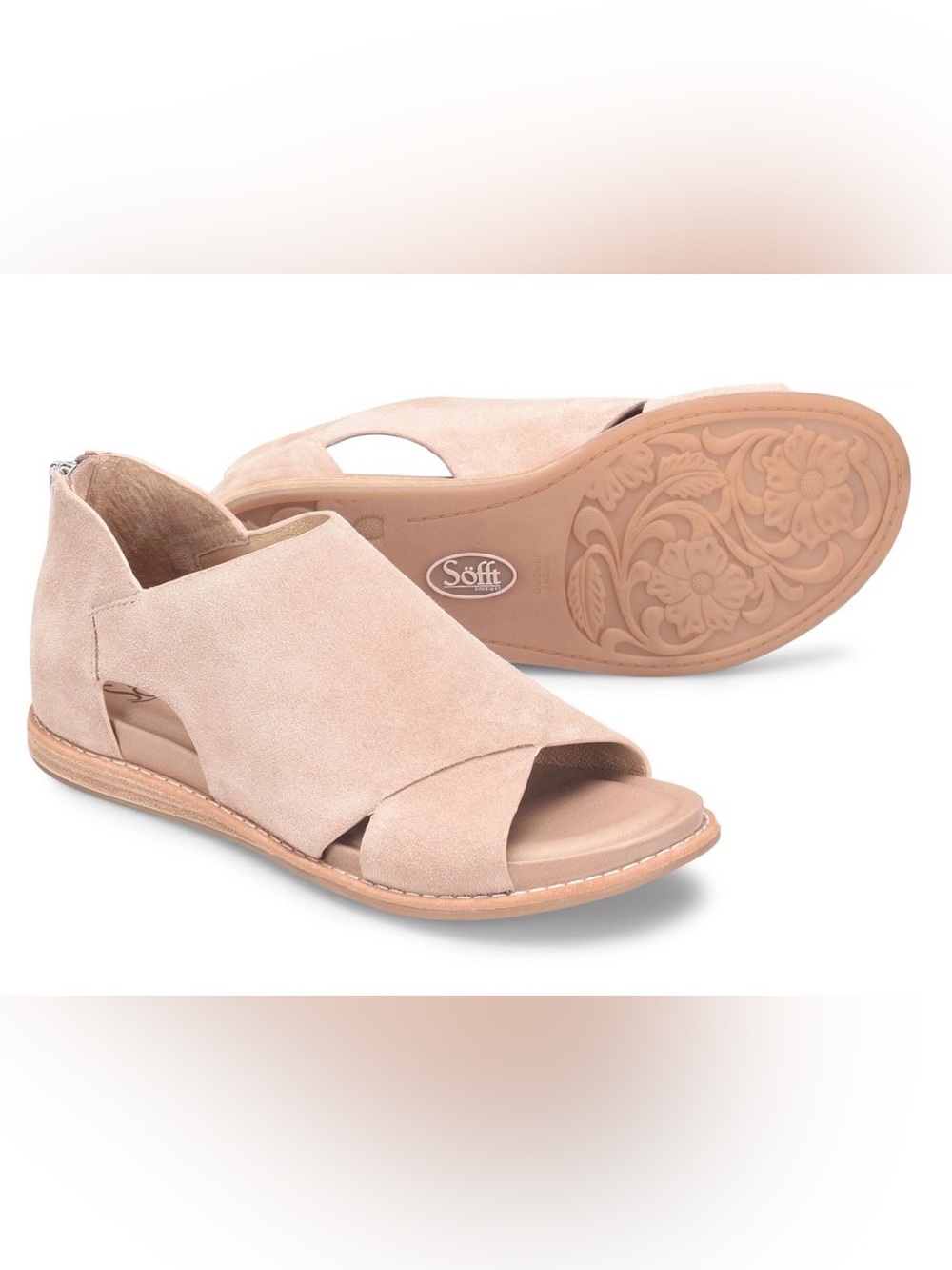 Söfft Blush Suede Crossover Open-Toe Slide Sandals